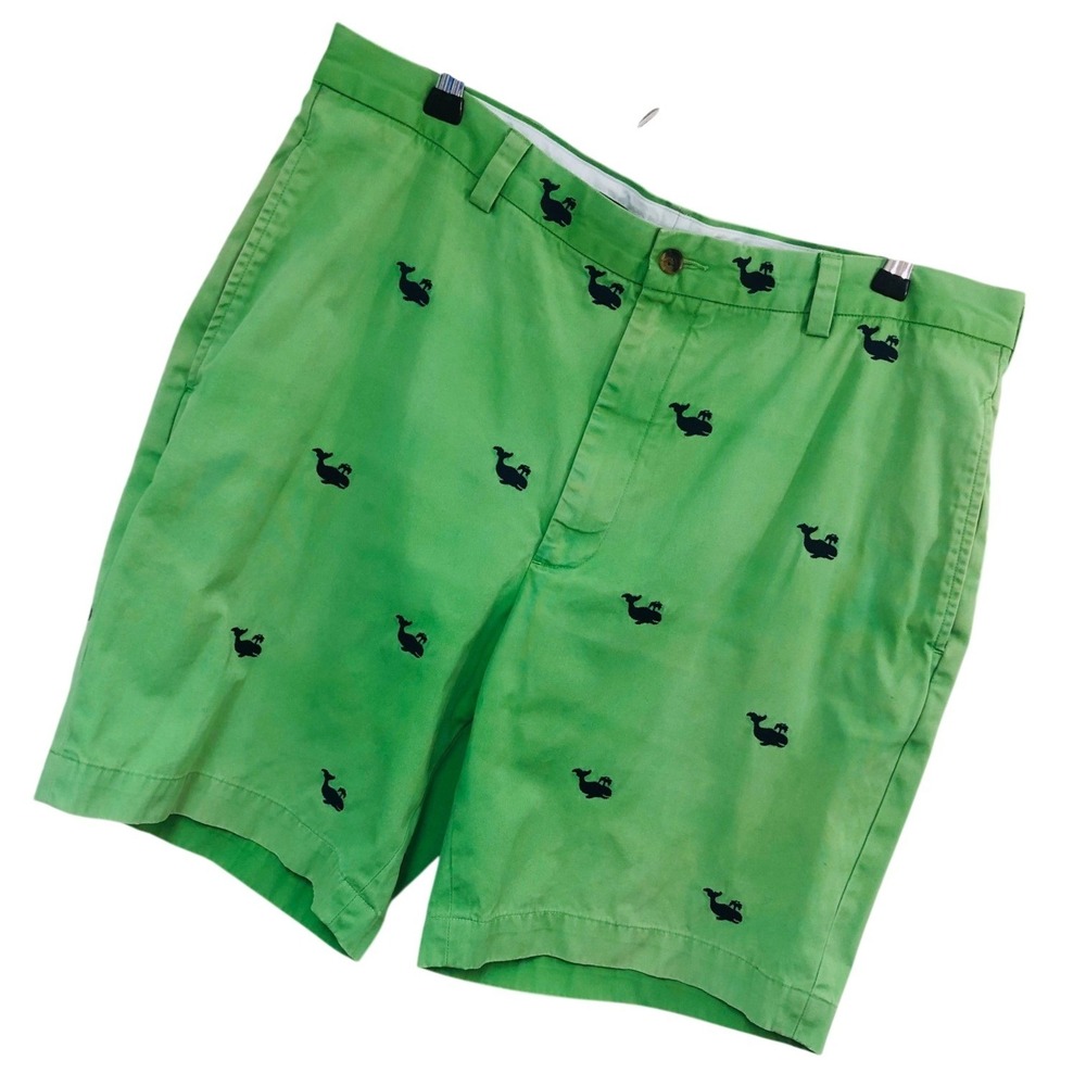 Vintage Brooks Brothers Shorts Embroidered Whale Hong Kong Green Mens 38‎ x 8.5
